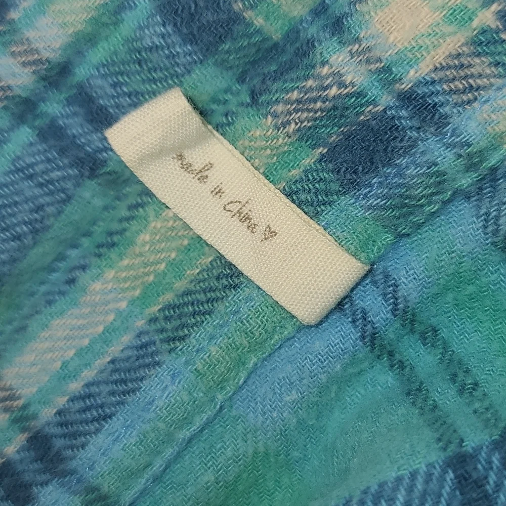 Spell designs lost highway flannel shirt turquoise buttondown S teal flannelette - Picture 12 of 16